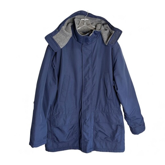 Lands' End Parka Coat Mens Tall XL 46-48 Navy Blue Full Zip Hooded Fleece Lined - Picture 2 of 16
